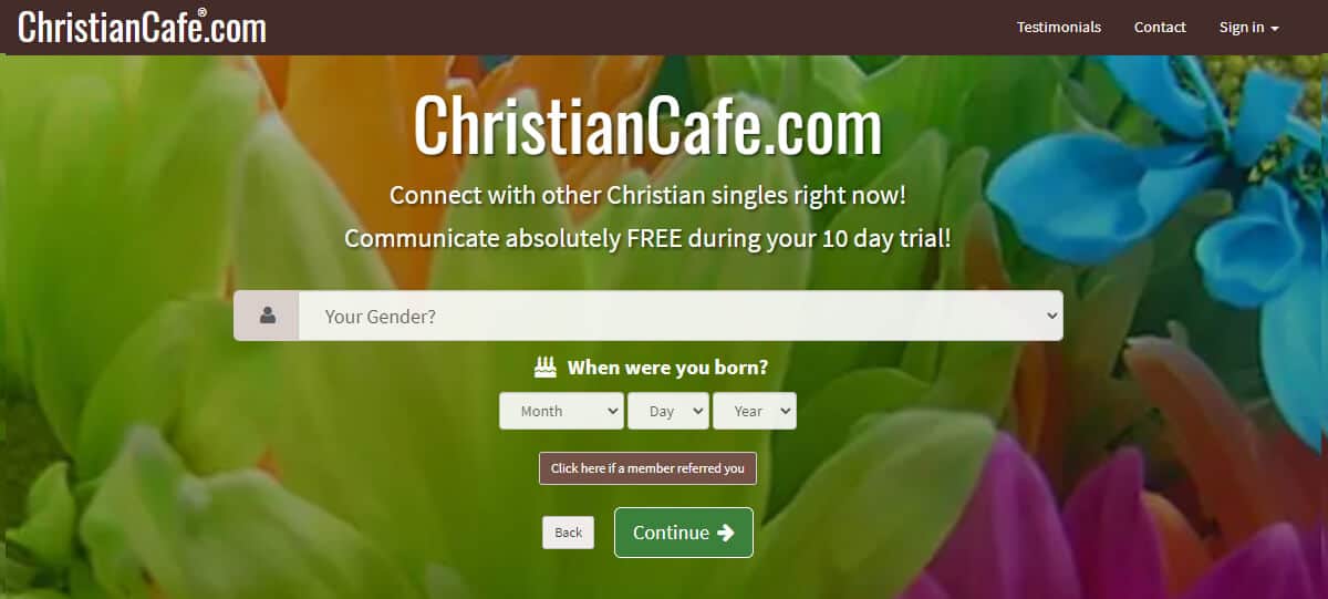 ChristianCafe Sign up Page Screenshot 3