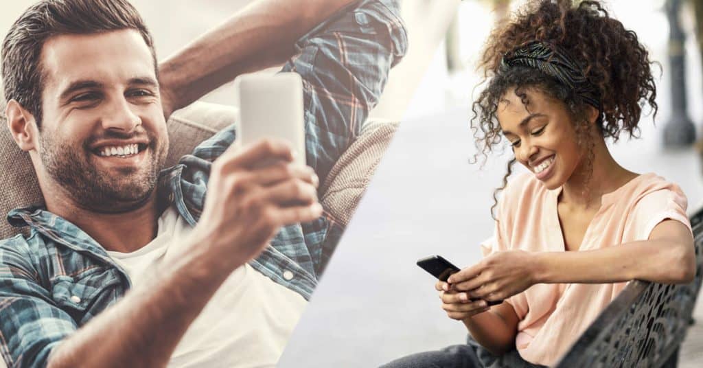 Couple Video Chatting on Smartphone - Smiling Couple