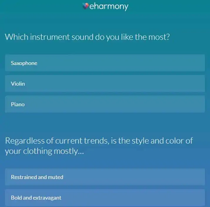 eHarmony Personality Questionnarie Screenshot 2