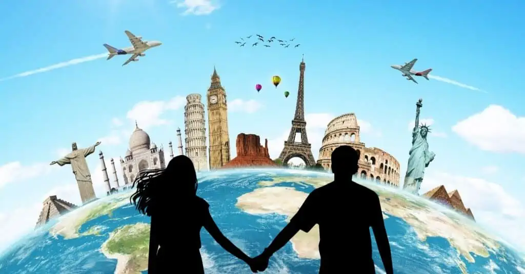 Earth Globe - Landmarks Around the Globe - Couple Holding Hands