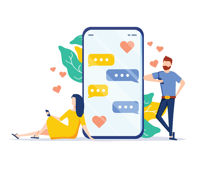 Illustration People Using Dating App - Smartphone