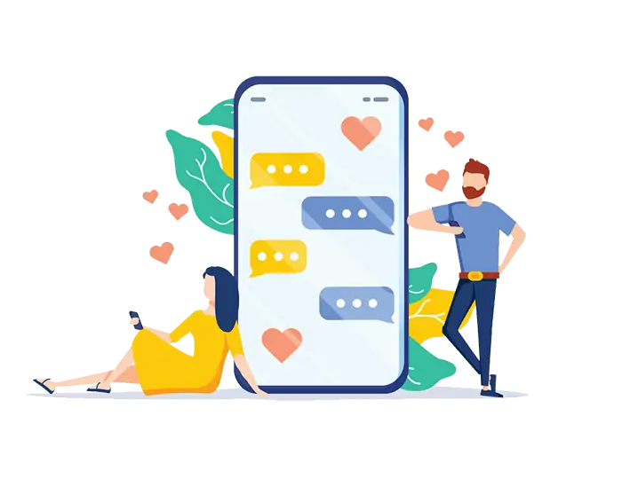 Illustration People Using Dating App - Smartphone