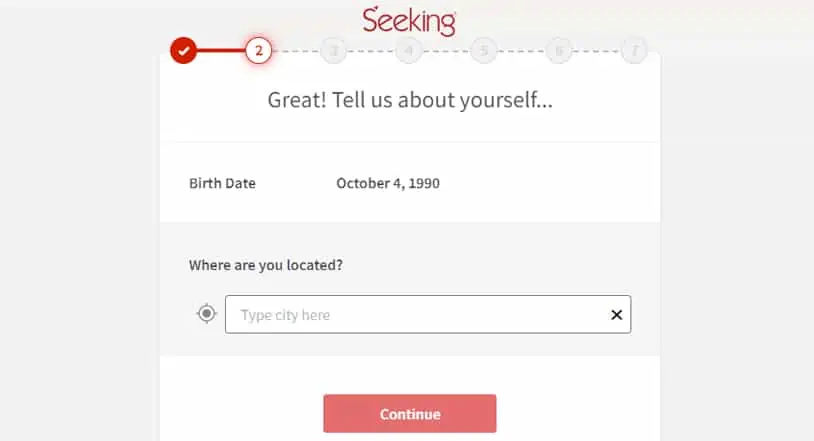 Seeking Sign Up Process Screenshot 6