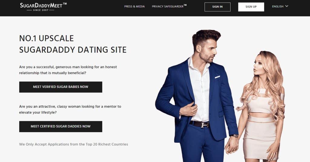 SugarDaddyMeet Homepage Screenshot