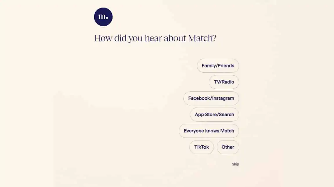 Match.com Sign up Screenshot 1
