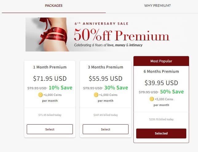 Sugarbook 6 year Anniversary Premium Packages Screenshot -