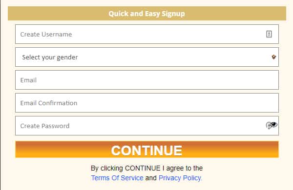 Sugardaddie Sign Up Screenshot