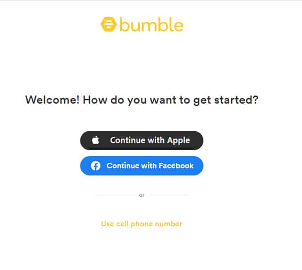 Bumble Sign Up Process Screenshot 1