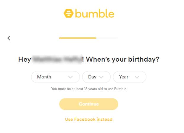 Bumble Sign Up Process Screenshot 3