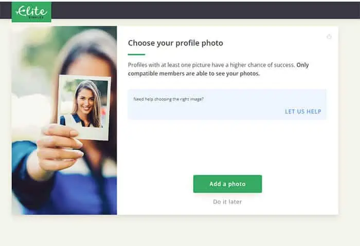 Elite Singles Add Photos Screenshot