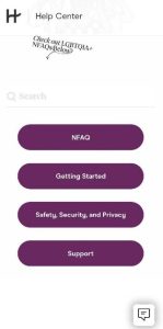 Hinge Help Center Main Screen