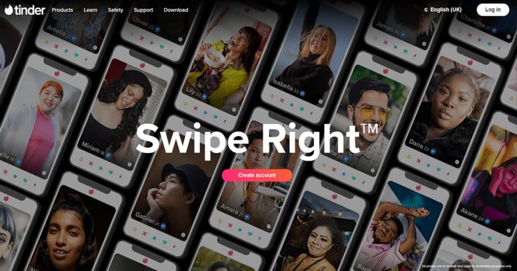 Tinder Homepage Screenshot