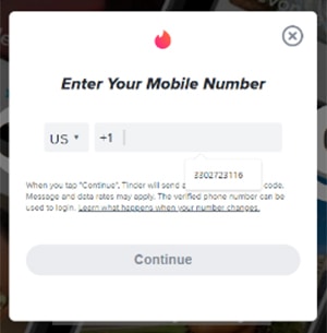 Tinder Sign Up Process Screenshot 1