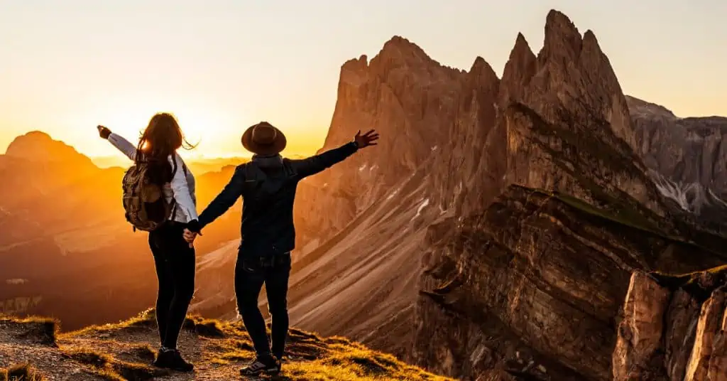 Couple Hiking at Sunset