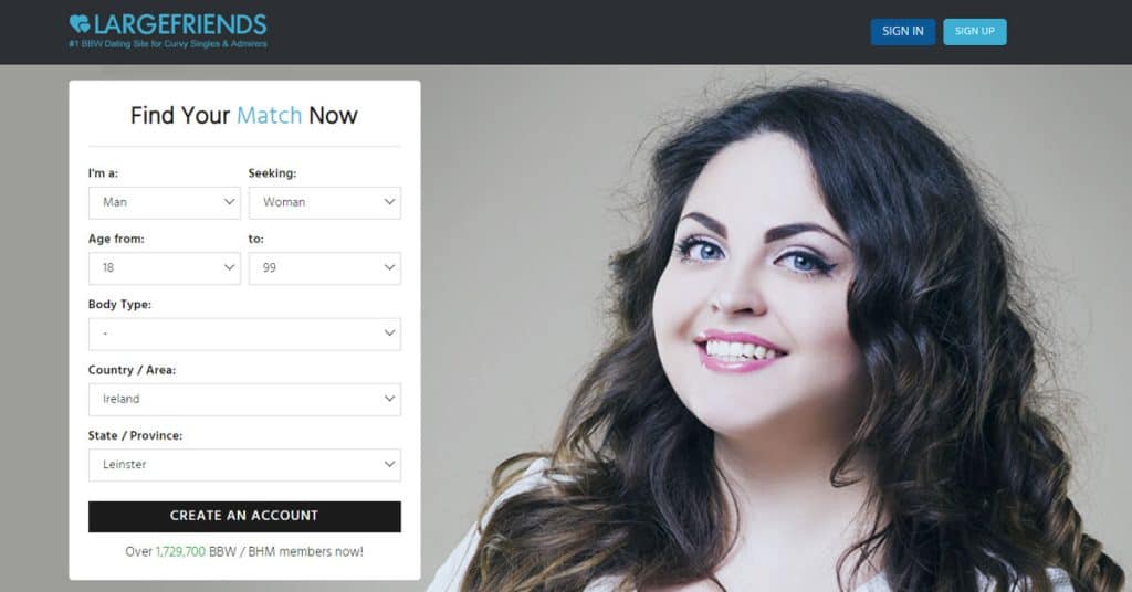 LargeFriends Homepage Screenshot