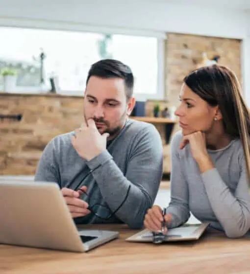 Couple talking about finances