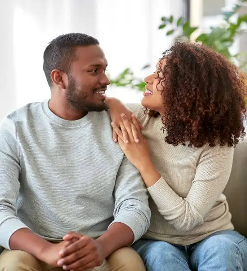 Woman initiating discussion with her partner