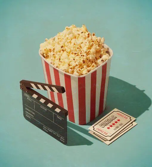 Popcorn and movie tickets for entertainment