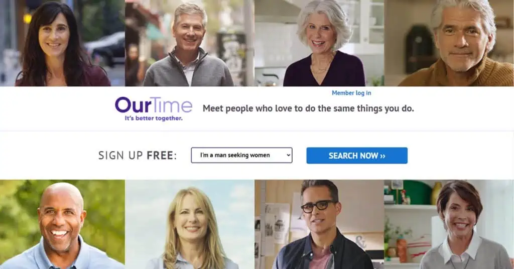 OurTime Homepage Screenshot