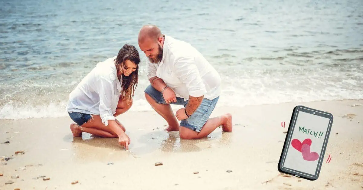 couple kneeling on the beach