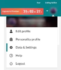 eHarmony Profile Menu