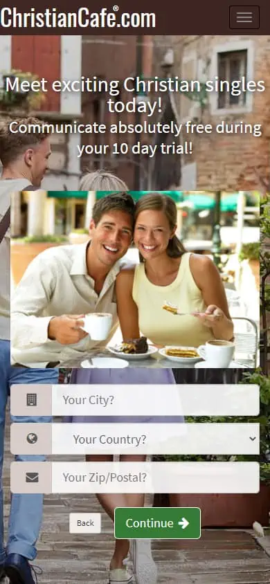 Christian Cafe Sign Up Process - Step 2