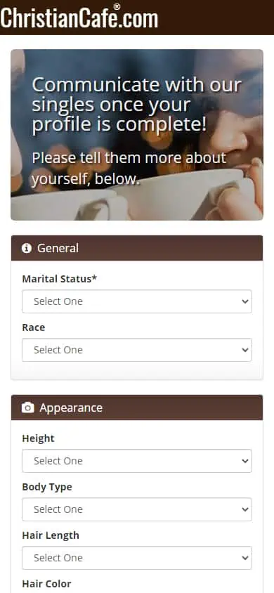 Christian Cafe Sign Up Process - Step 5
