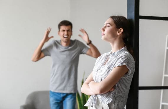 Man yelling at woman