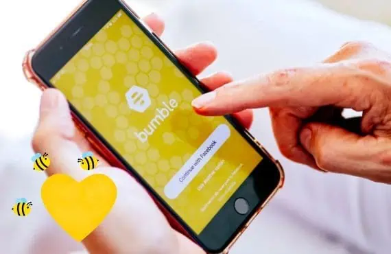 person using bumble app