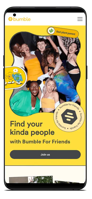 Bumble BFF Homepage Mobile