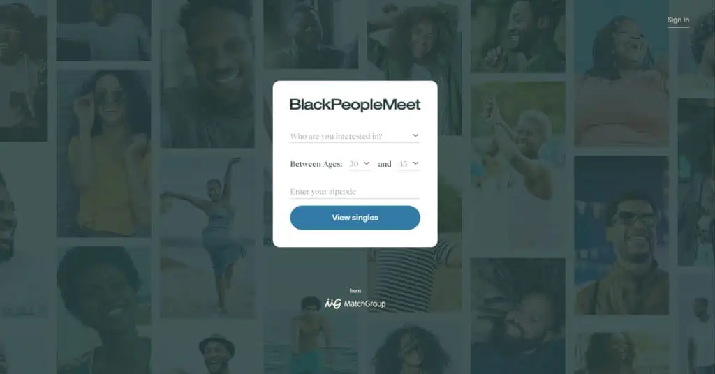 BlackPeopleMeet Homepage Screenshot