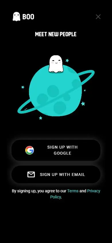Boo Sign Up Process Screenshot - Step 2