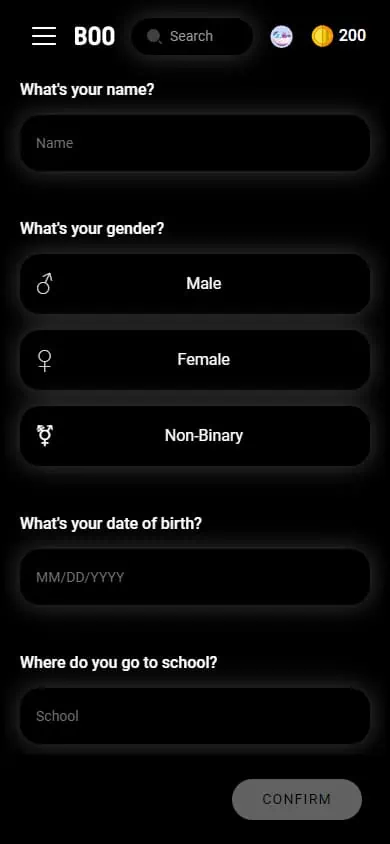 Boo Sign Up Process Screenshot - Step 3