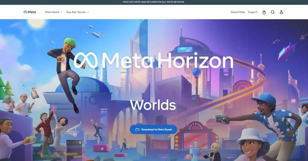 Meta Horizon Worlds Homepage Screenshot