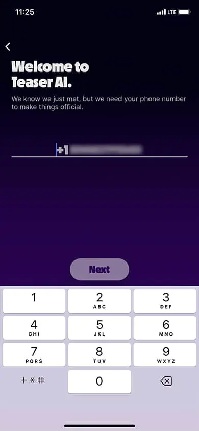 Teaser AI Sign Up Process Screenshot - Step 3