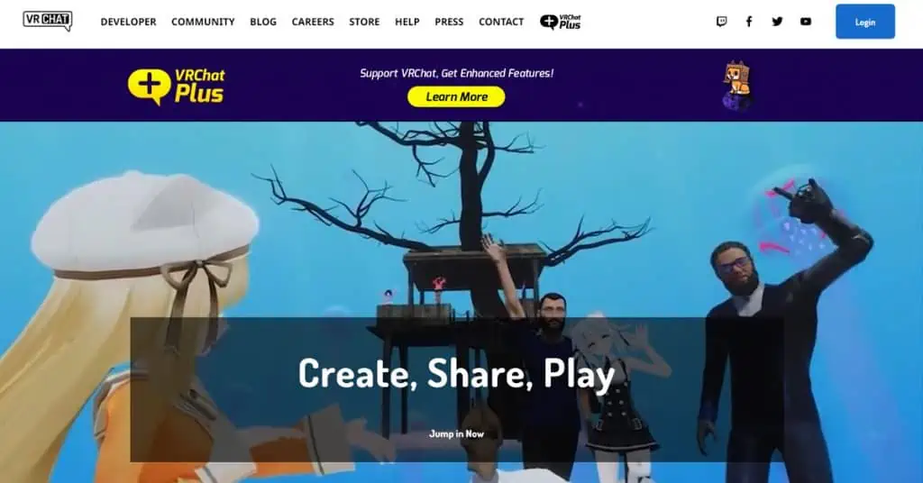 VRChat Homepage Screenshot