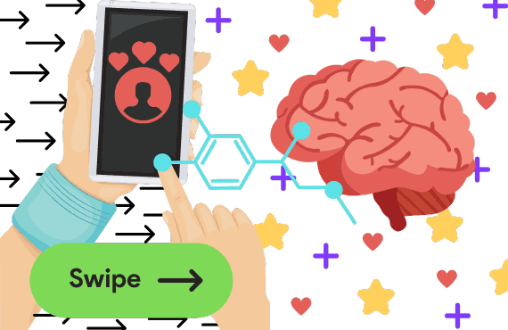 Brain receiving adrenaline from dating app