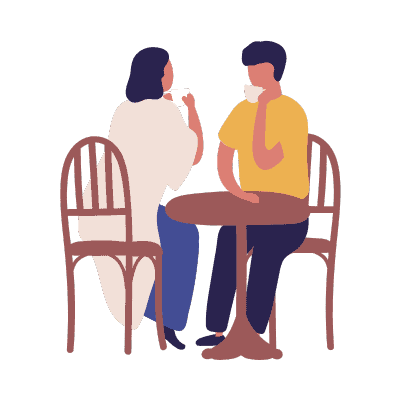 Two people on a date graphic