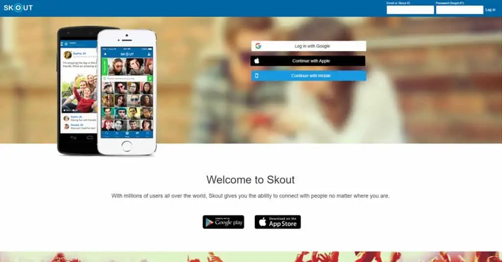 Skout Homepage Screenshot