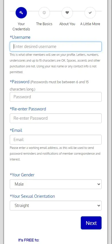 Spiritual Singles Sign Up Process Screenshot - Step 2