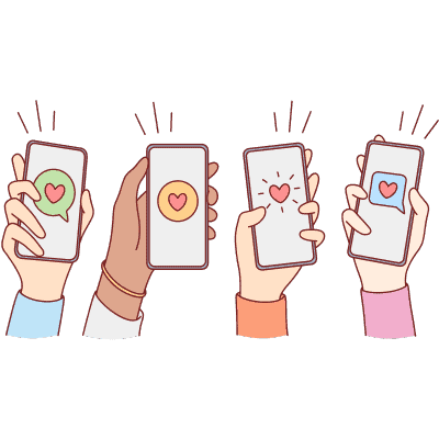 Different people using dating apps