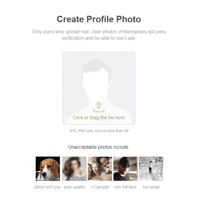 Luxy Sign Up Process Screenshot - Step 2