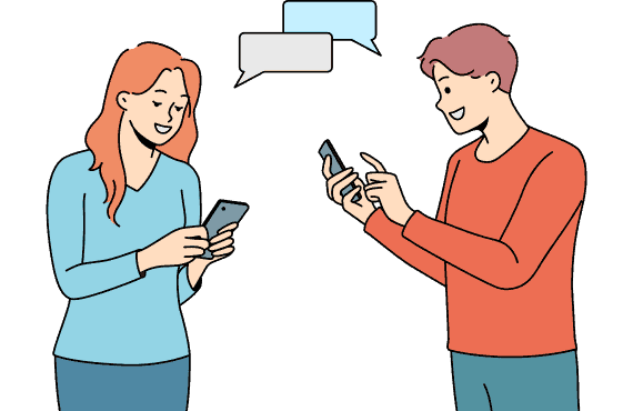 Two people communicating using a dating app