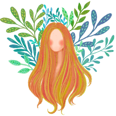 Blonde woman with leaves