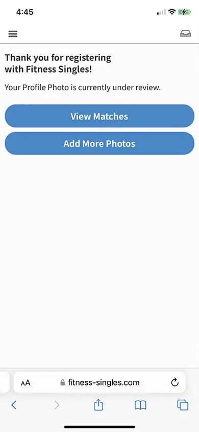 Fitness Singles Sign Up Process Screenshot - Step 10