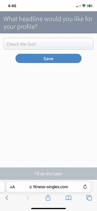 Fitness Singles Sign Up Process Screenshot - Step 9