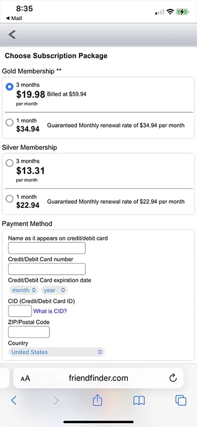 FriendFinder Sign Up Process Screenshot - Step 5