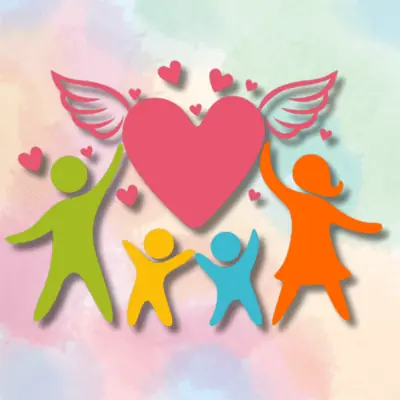 family with heart with wings