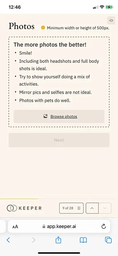 Keeper AI Sign Up Process Screenshot - Step 4