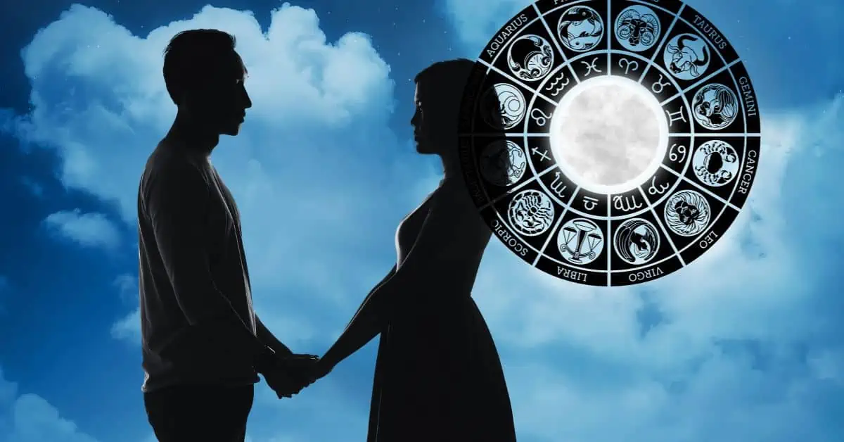 Man and Woman Holding Hands - Horoscope Wheel - Moon